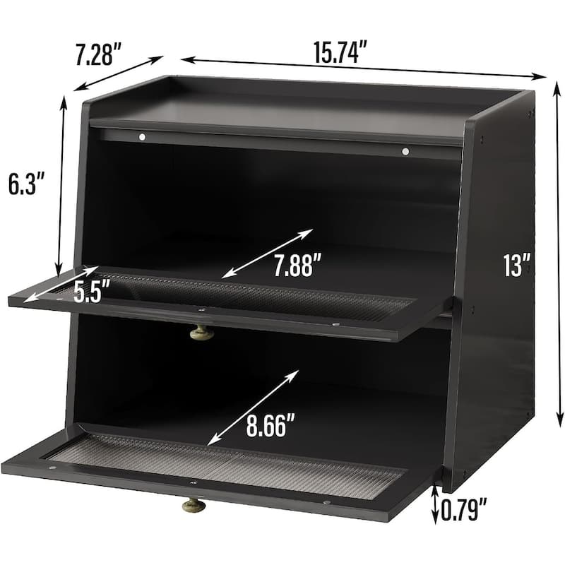 2-Layer Wooden Bread Box, Large Capacity Bread Storage Container Bin