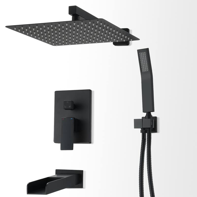 YASINU 3 Function Wall Mounted Handheld Shower Tub Faucet Trim Kit With Rough-in Valve