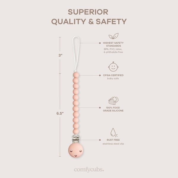 dimension image slide 3 of 8, Pacifier Clip for Boys and Girls by Comfy Cubs