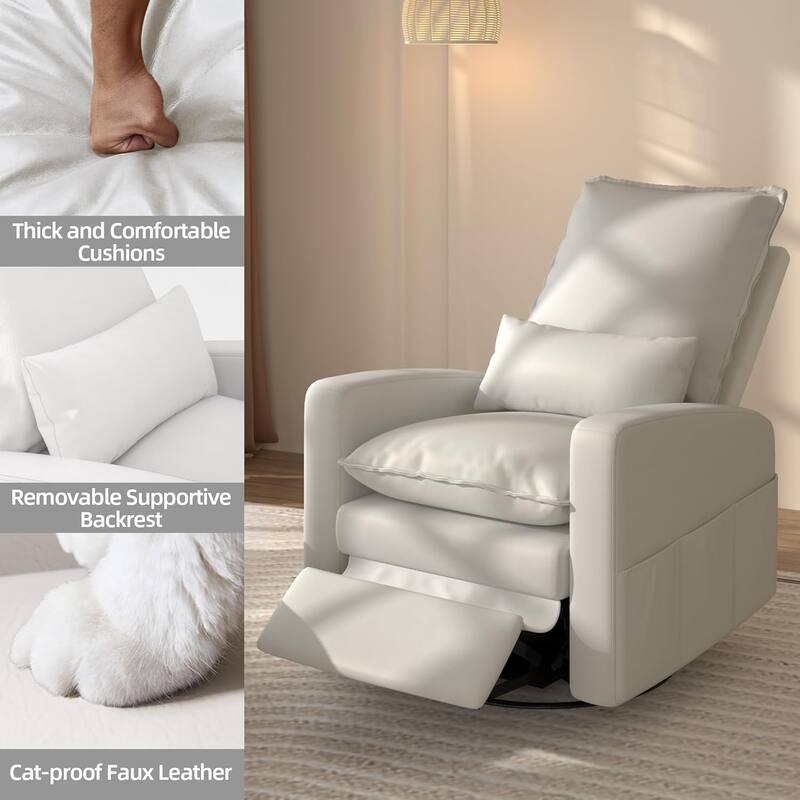 AECOJOY Power Swivel Rocker Recliner Chair Nursery Glider Chair Single Sofa