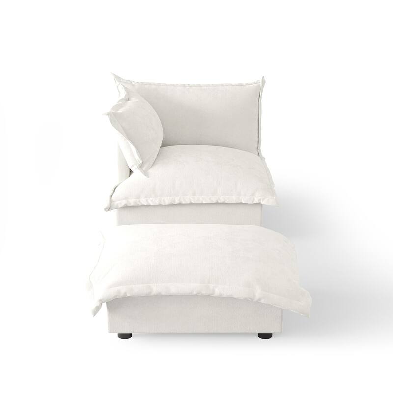 Casual 40"W Oversized Soft Comfy Cloud Chenille Chaise Lounge with Ottoman