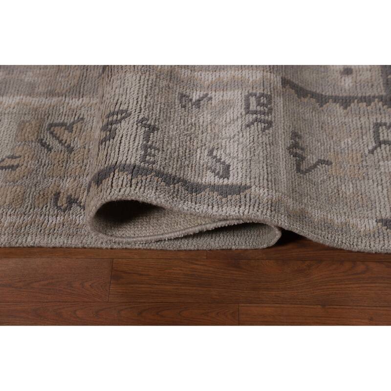 Geometric Heriz Serapi Indian Area Rug Hand-Knotted Wool Carpet - 8'9"x 11'8"