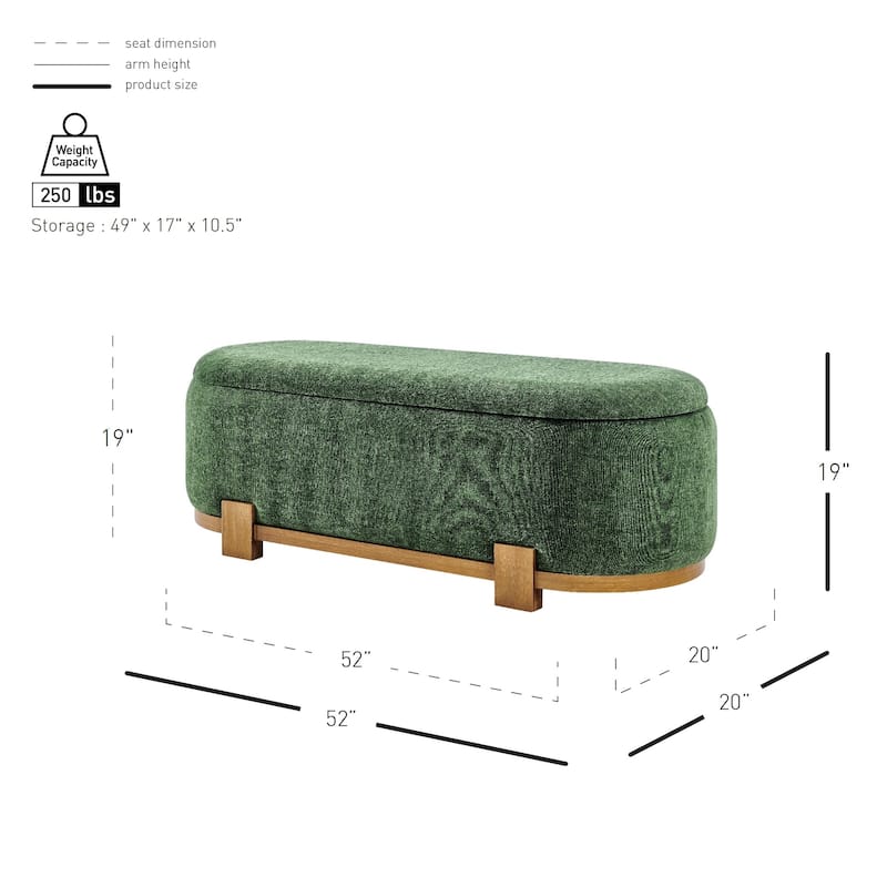NPD Furniture Ayleen Chenille Storage Bench