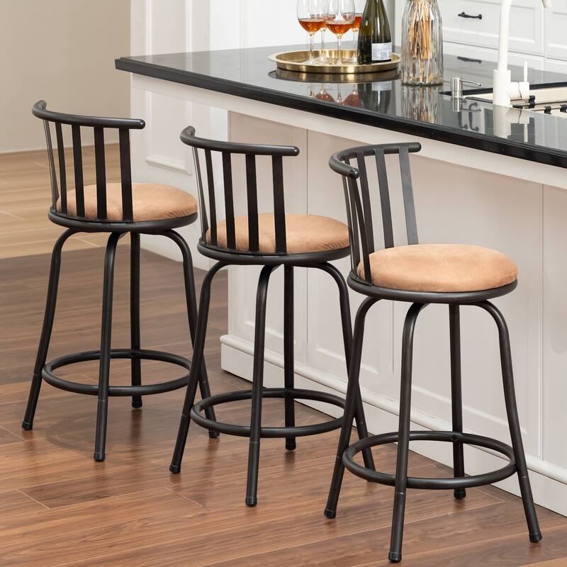 HomyLin Country Style Swivel Barstools for Kitchen Island Pub, Brown