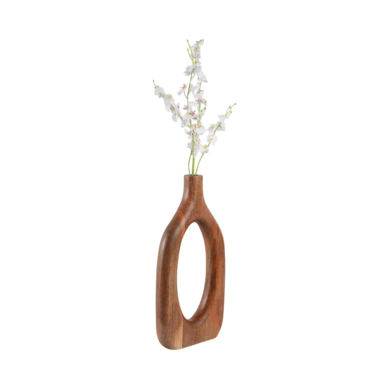 Mango Wood Sculptural Vase Decorative Handcrafted Eye-Catching Form