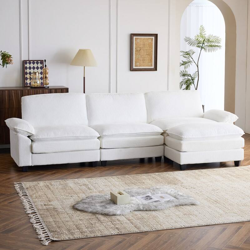 120 in. W Pillow Top Arm Double-Layer Cushion Cloud Sofa Couch