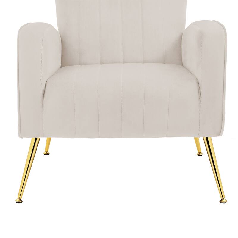 2 Set Velvet Wingback Accent Chairs with Metal Legs for Living Room