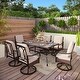 preview thumbnail 1 of 24, 7/8-Piece Patio Dining Set of 6 Swivel Metal Rattan Chairs with Deep-seating Chairs and Wood-like Table Top Table Black - 7-Piece Sets