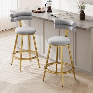 Christopher Knight Home - Oliver velvet 27.65-Inch Counter Stool with Iron Frame, Set of 2