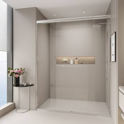 Double Sliding Shower Door, Semi-frameless