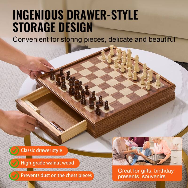 VEVOR Wood Chess Set Chess Checkers Game Set for Adults Kids Tournament Professional Beginner