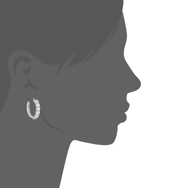925 Sterling Silver White Topaz Hoop Earrings