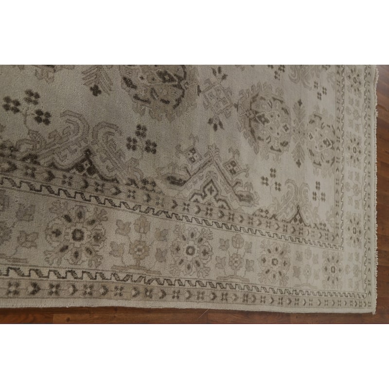 Oushak Area Rug Handmade Geometric Wool Carpet - 7'9"x 10'5"