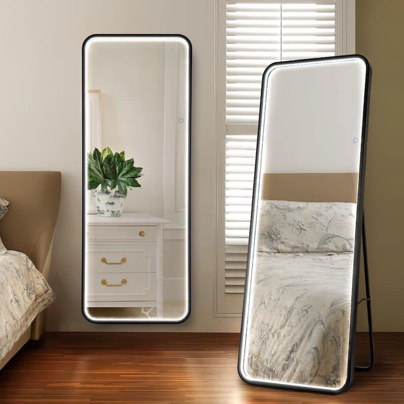 Tatum 65 in. H x 24 in. W Large Crystal Lining Rectangle Antifog Wall Or Floor Full-Length Mirror & Smart Touch - by JONATHAN Y