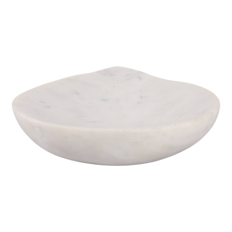 Marble Decorative Bowl Modern Accent Teardrop Shape - 10" White - 9.75" x 7" x 1.5"