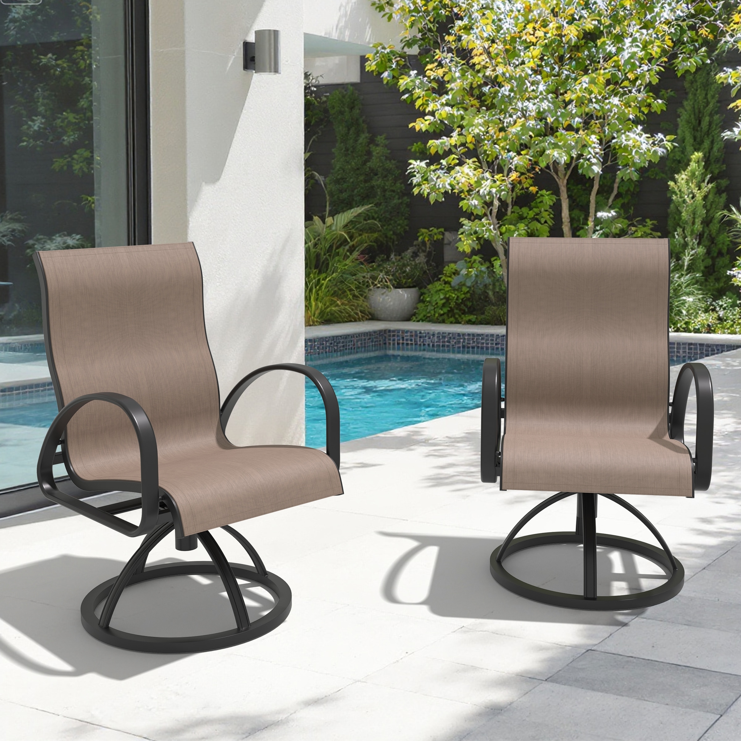 VredHom Outdoor Patio Aluminum Swivel Dining Chairs with Sunbrella Fabric