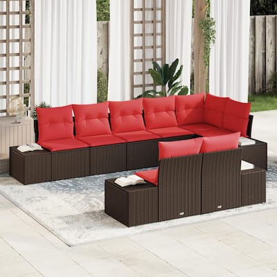 vidaXL 9 Piece Garden Sofa Set with Cushions - 125.6×60.6×27.2