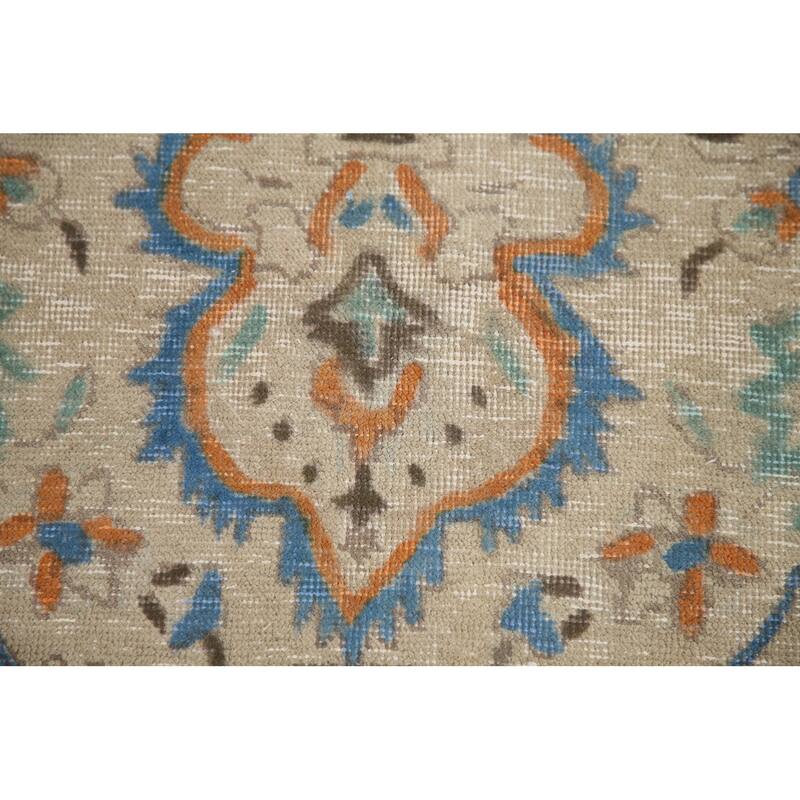 Hand Knotted Oriental 100% Wool Carpet Traditional Floral Beige & Ivories Tabriz Area Rug - 13' 1'' X 9' 9''