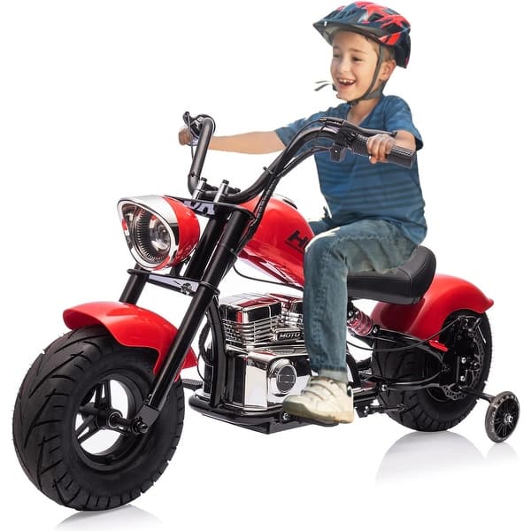 slide 2 of 24, 36V Kids Electric Dirt Bike, Ride On Electric Motorcycle with Training Wheels Red