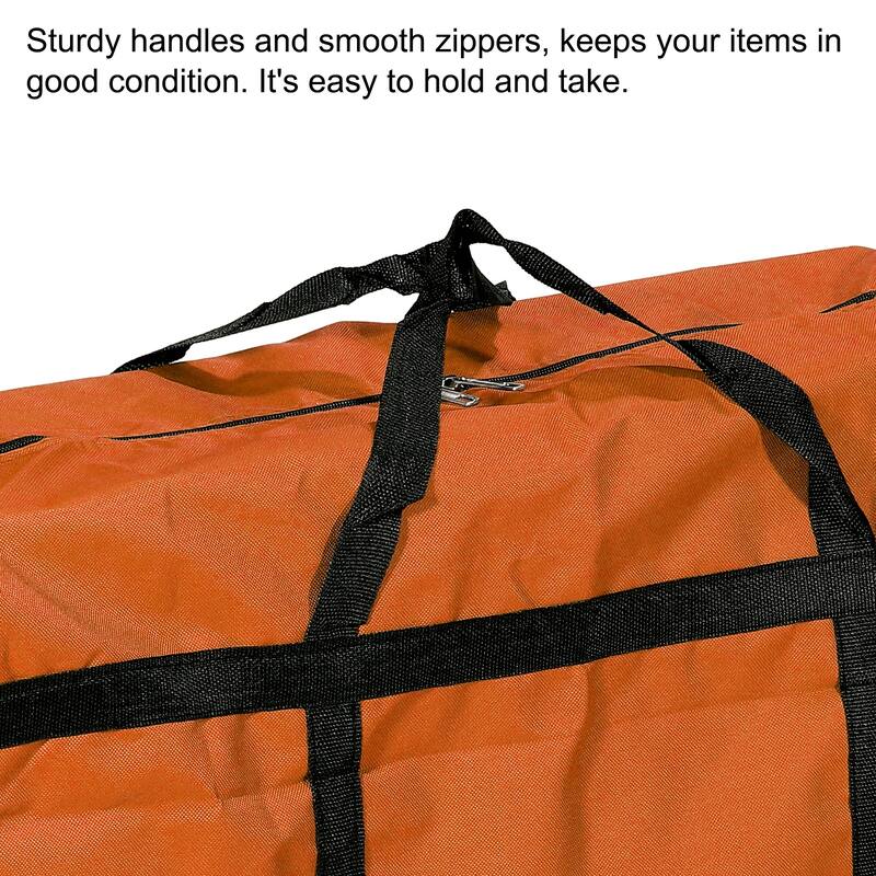 Storage Tote with Zippers 125L Capacity Moving Tote Bags for Clothes, Orange