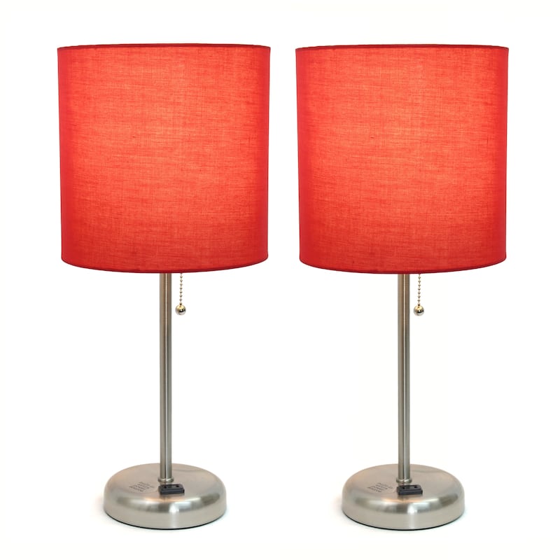 Simple Designs 19.5" 2 Pack Table Desk Lamp Set with Charging Outlet - 19.50