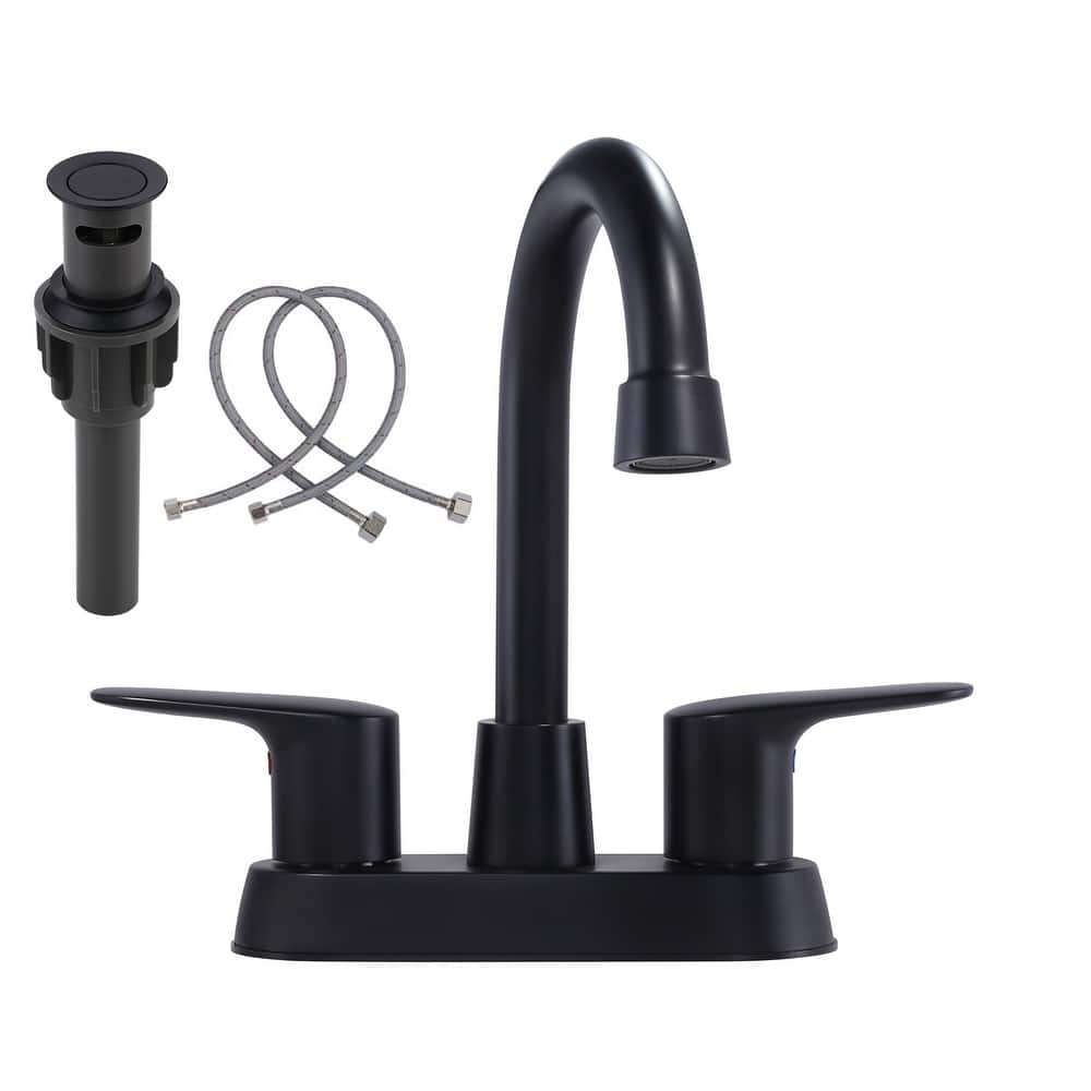 WOWOW 4 in. Centerset Double Handle High Arc Bathroom Faucet