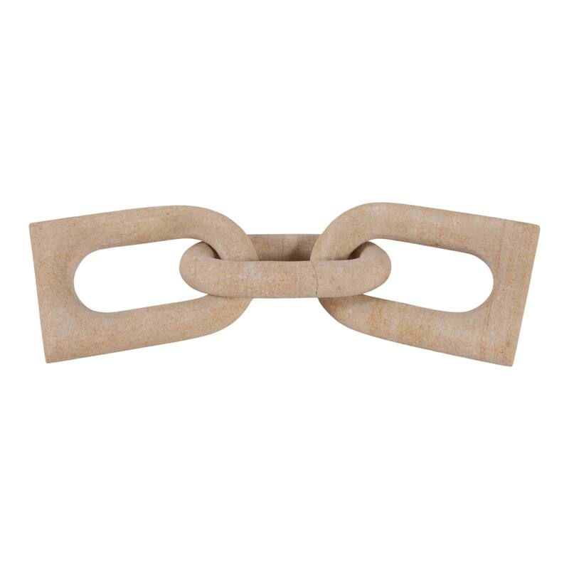 Marble Decorative Object Carved Chain Sculpture Home Decor - 13", Tan - 13.0"