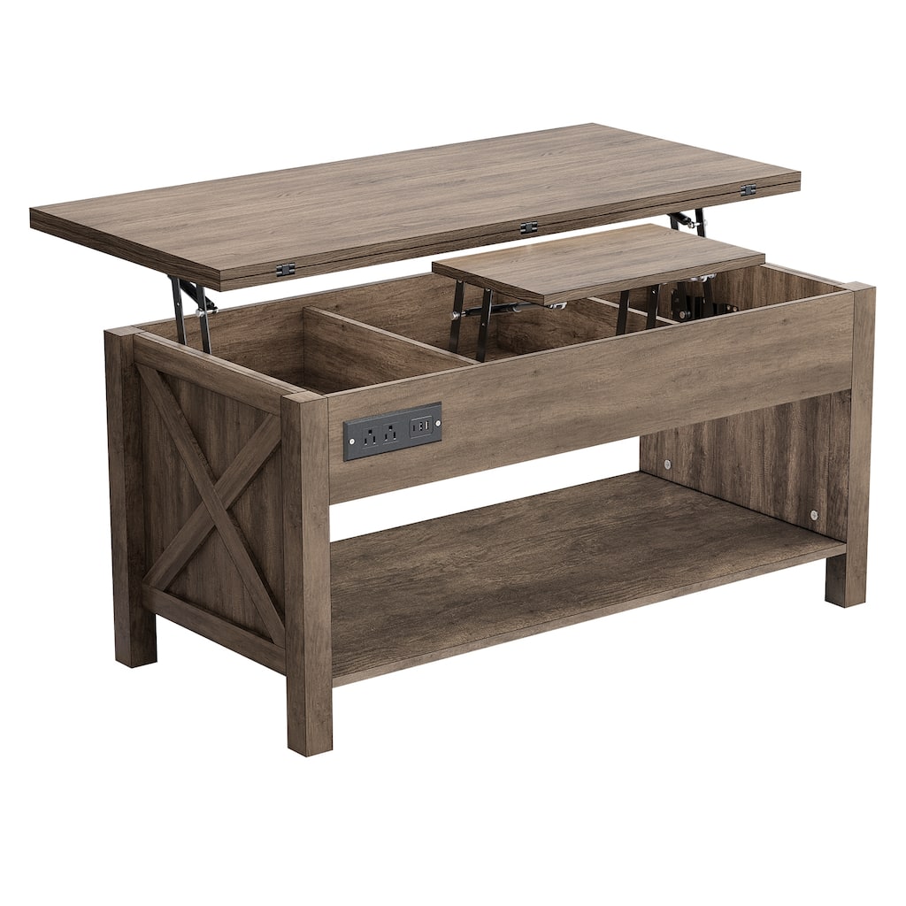 Meyreso 42" Lift Top Coffee Table, 4 in 1 Coffee Tables with Storage Cabinet for Living Room