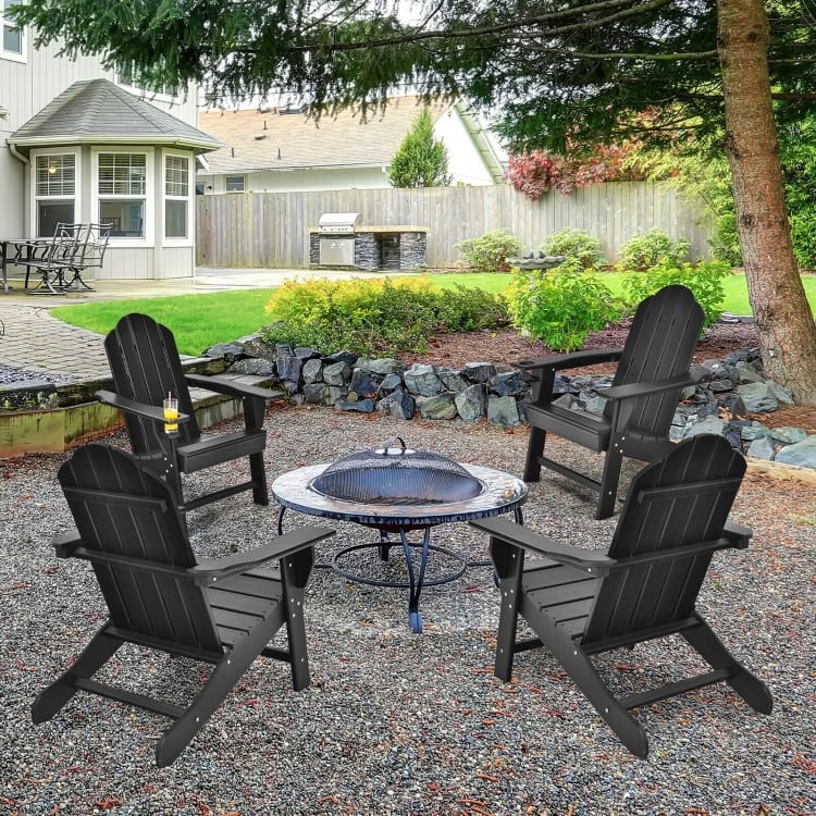Outdoor Adirondack Chair with Built-in Cup Holder for Backyard Porch - 34" x 31" x 37" (L x W x H)