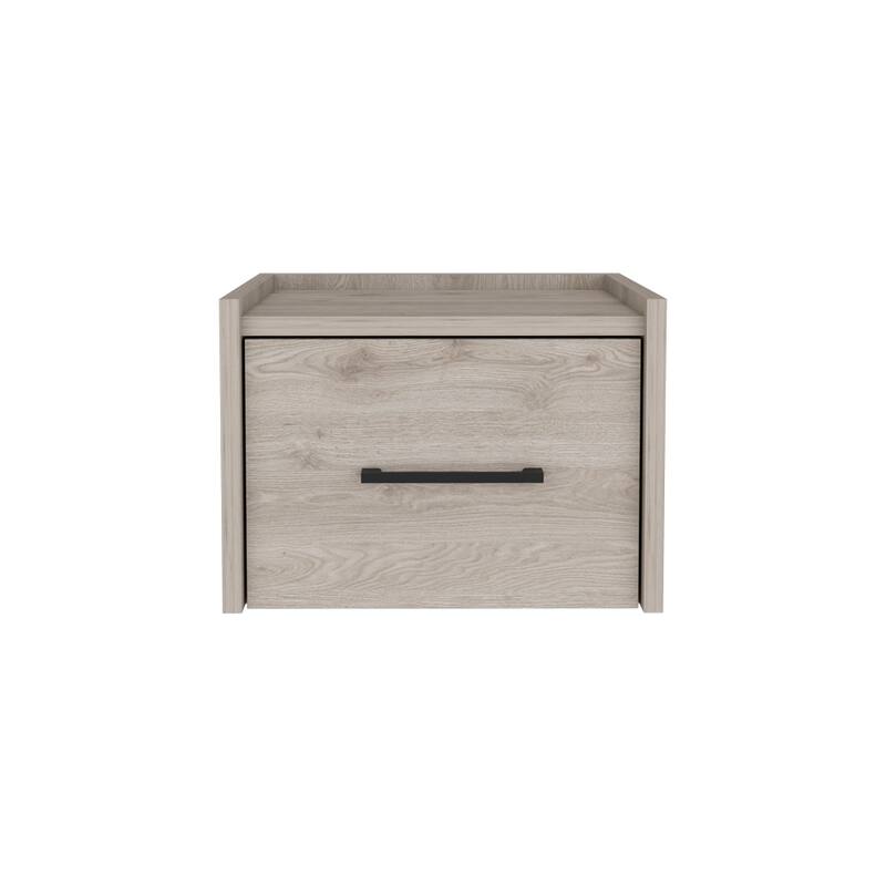 Wall-Mounted Nightstand with Roomy Drawer, Space-Efficient Design, Light Gray Finish - Light Gray