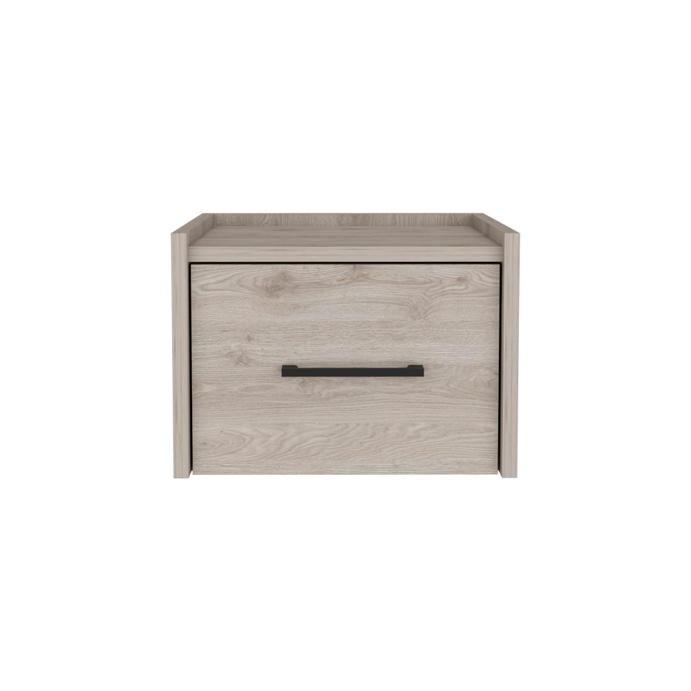 Wall-Mounted Nightstand with Roomy Drawer, Space-Efficient Design, Light Gray Finish