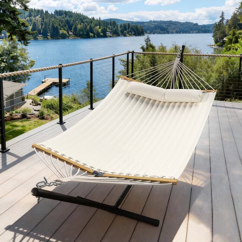 EROMMY Modern Portable Hammock, Hand-Woven Ropes, Anti-Tipping Design for Backyards, Beaches & Campsites