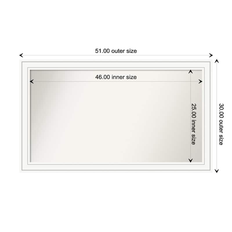 Craftsman White Framed Non-Beveled Custom Wall Mirror, Bathroom Vanity Mirror - Outer Size: 51 x 30