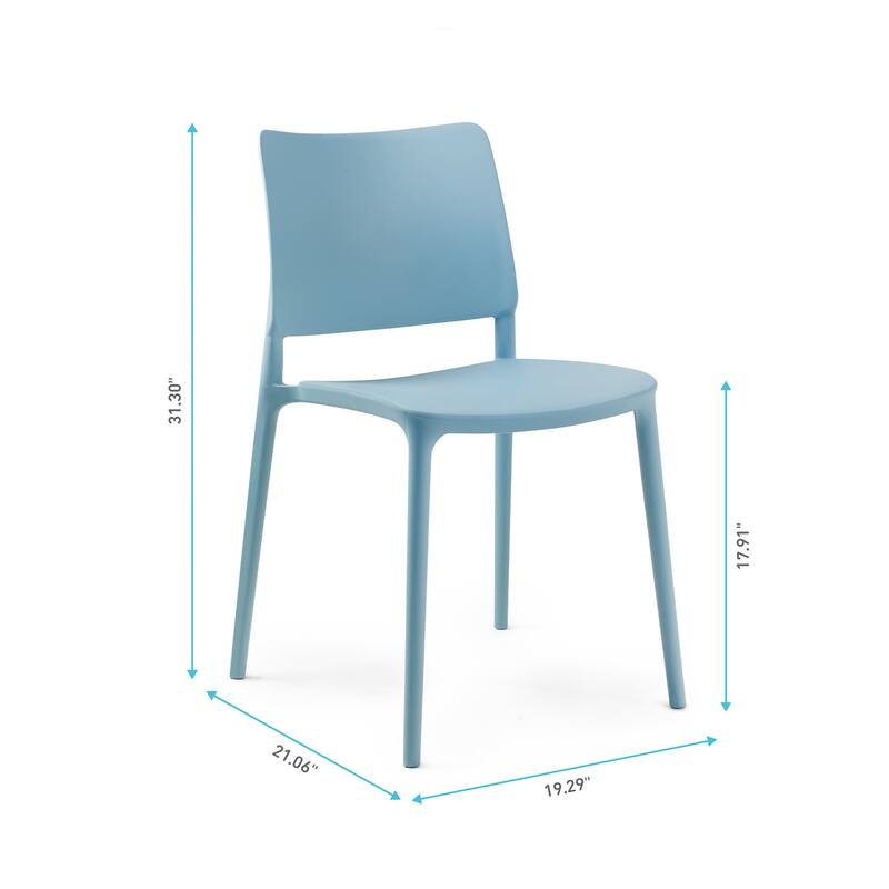 WRGHOME Modern Stacking Patio Dining Side Chair Indoor/Outdoor (Set of 2) - 31.30'' H X 19.29'' W X 21.06'' D