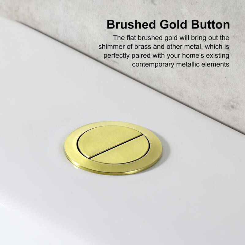 HOROW 1 Piece High Efficiency Dual Flush Toilet White 0.8 1.28 GPF Seat Included Brushed Gold Button - N/A