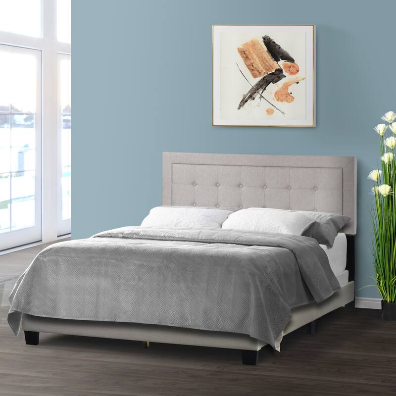 Austin Fabric Queen Bed with Button Tufting and Stitching