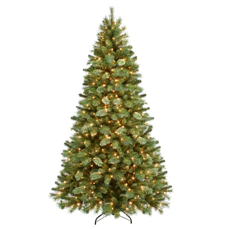 Puleo International 7.5 ft. Pre-Lit Teton Pine Artificial Christmas Tree