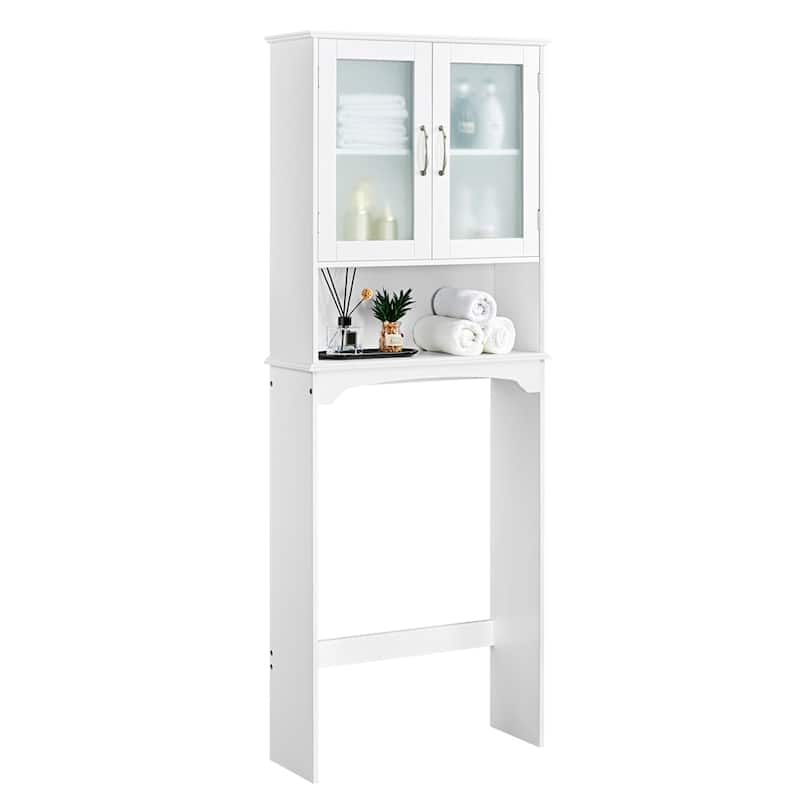 Yaheetech Bathroom Organizer Over The Toilet,2-Door,1 Open-Shelf
