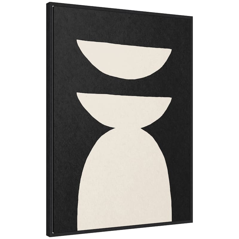 Kate and Laurel Sylvie White Geometric Abstract Framed Canvas by July Art Prints - 28x38 - Black