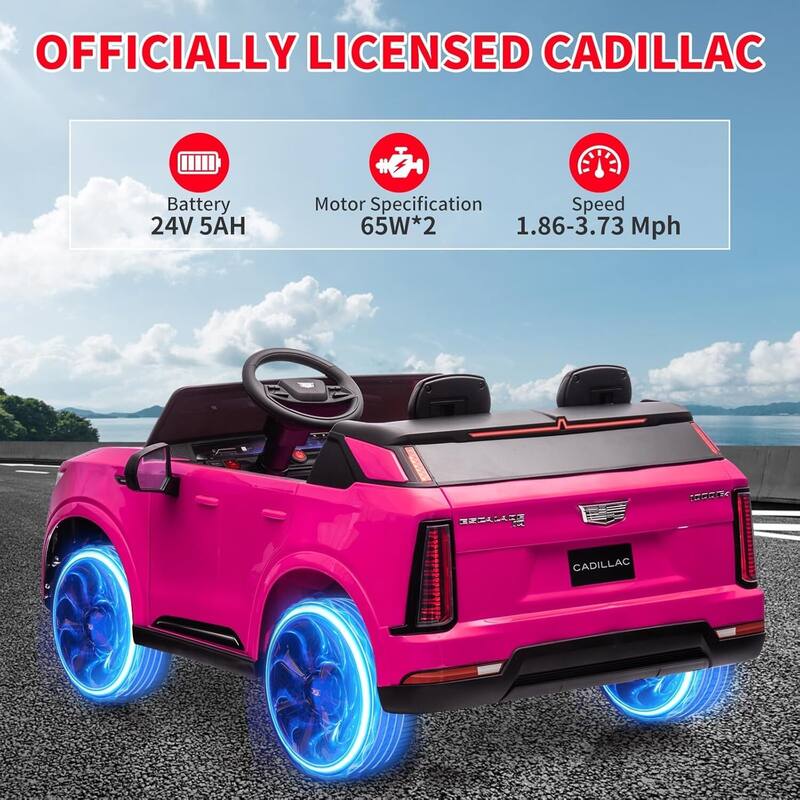 24V Electric 2-Seater Licensed Cadillac Kids Ride-on Car Toy for Kids Best Gifts