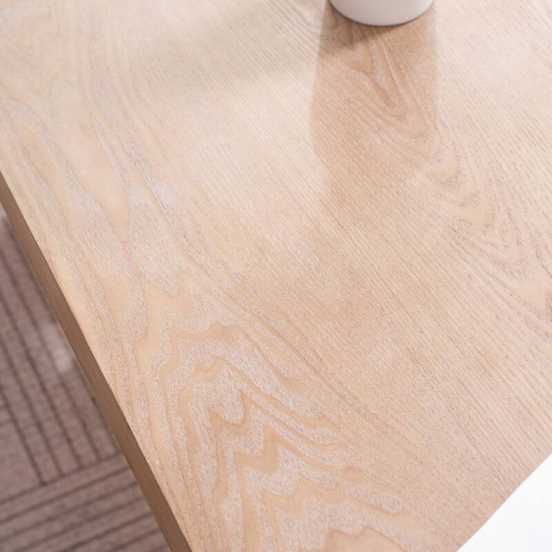 Black Scroll Base Coffee Table, Rectangular Wood Accent Table for Modern Farmhouse Living Rooms