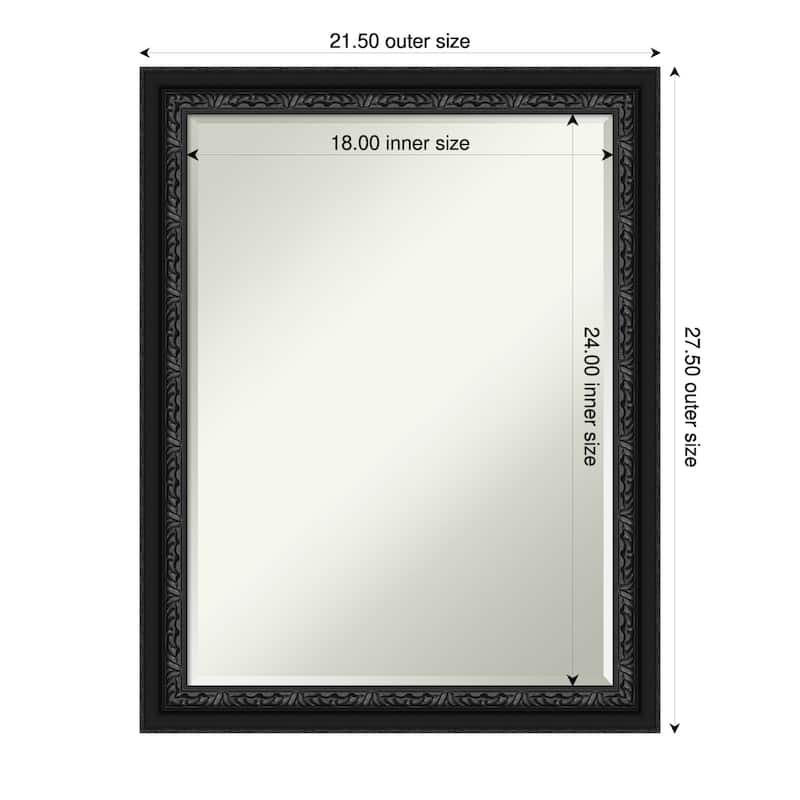 Downton Half-Inch-Bevel Framed Wall Mirror - Downton Black - 22 x 28 in