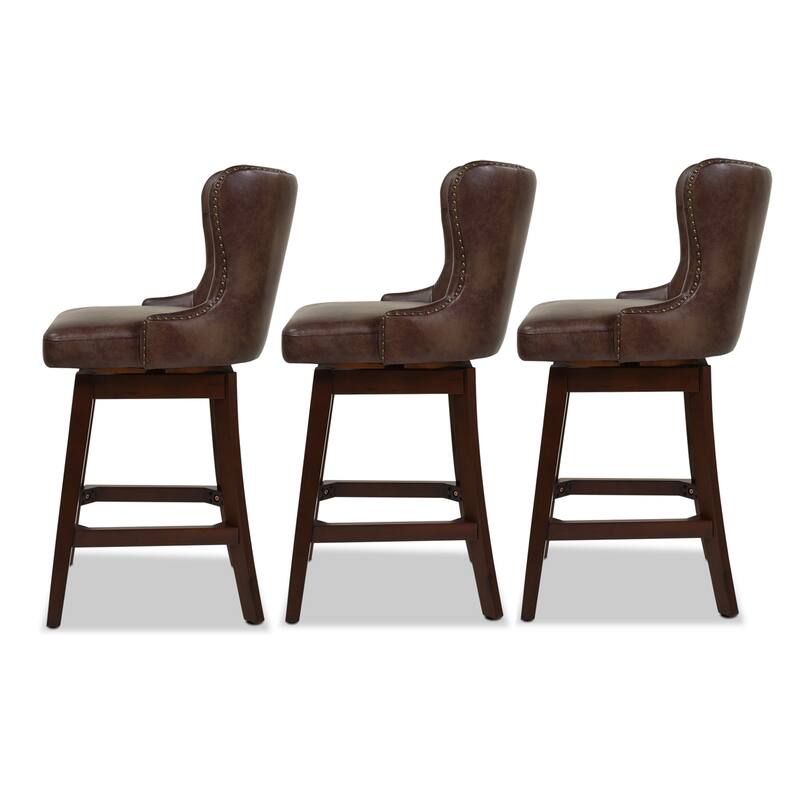 Holmes 27" Tufted Swivel Faux Leather Counter Stool