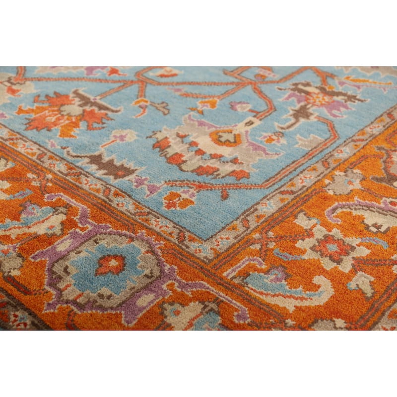 Blue Heriz Serapi Indian Area Rug Hand-Knotted Traditional Wool Carpet - 8'10" x 11'9"