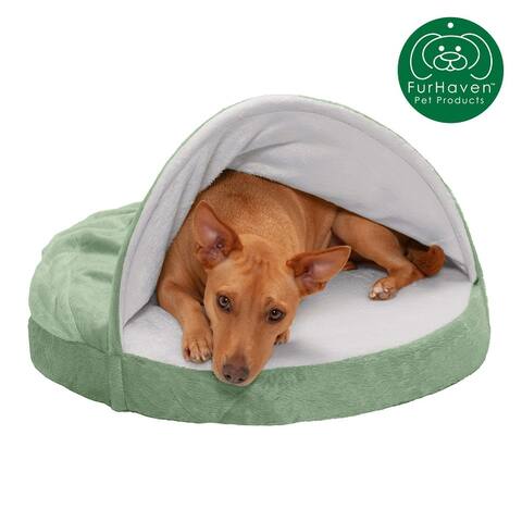 FurHaven Pet Bed Microvelvet Snuggery Memory Top Foam Burrow Dog Bed