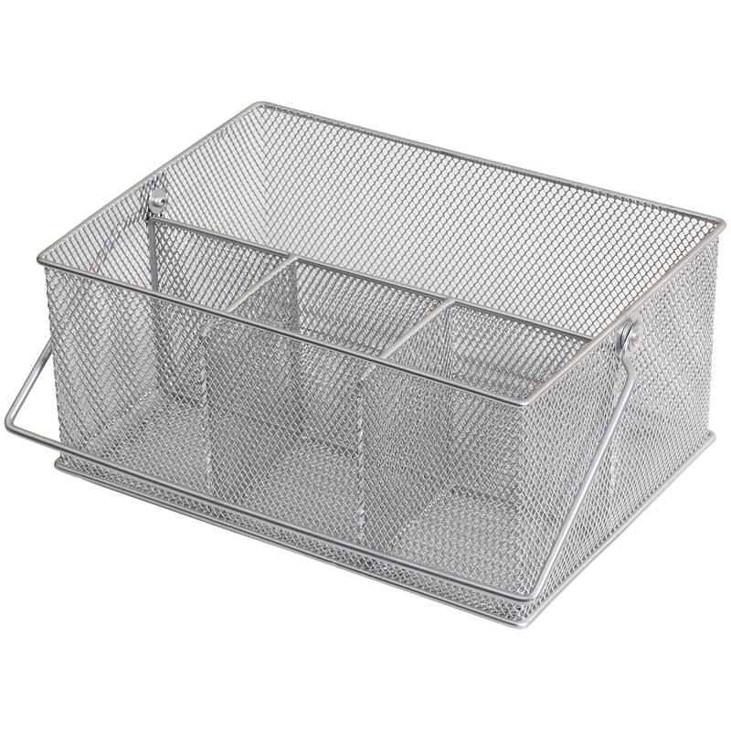 Mesh Condiment Caddy / Kitchen Supply, Utensil, Napkin Holder, 1151mb - Silver
