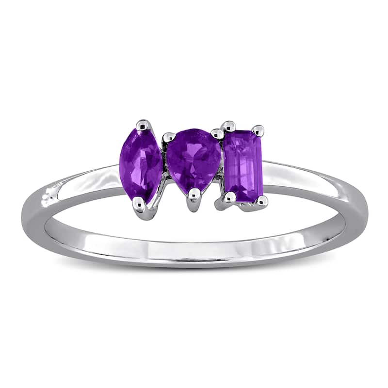 Miadora Multi-Gem Three Stone Ring Sterling Silver