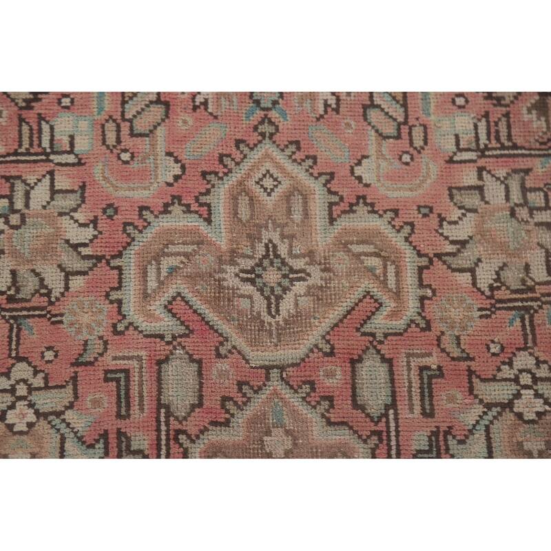 Hand Knotted Oriental 100% Wool Carpet Traditional Medallion Pink Tabriz Area Rug - 9' 4'' X 6' 5''