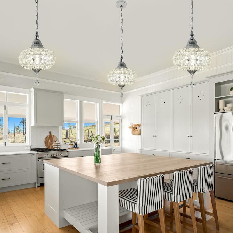 Bella Depot 11" Modern Crystal Dimmable Chandelier Luxuruy Lantern Pendant Light for Living Room Kitchen Island Hallway