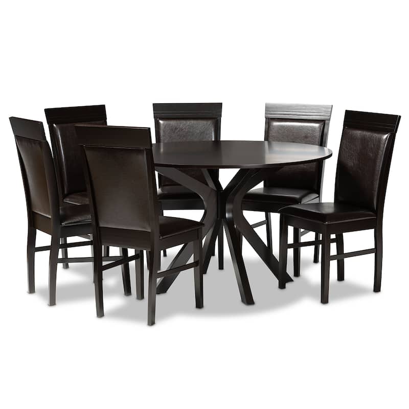 Jeane Modern and Contemporary 7-Piece Dining Set - Brown